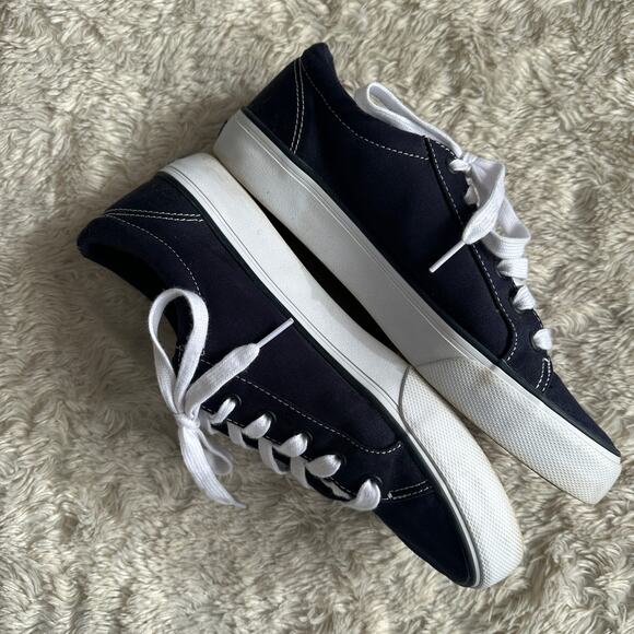 Keds Womens 10 Navy Blue Canvas Lace Up Classic Sneakers Comfort Fashion - Picture 4 of 7